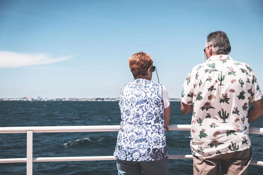 Couple at the rail of a ship